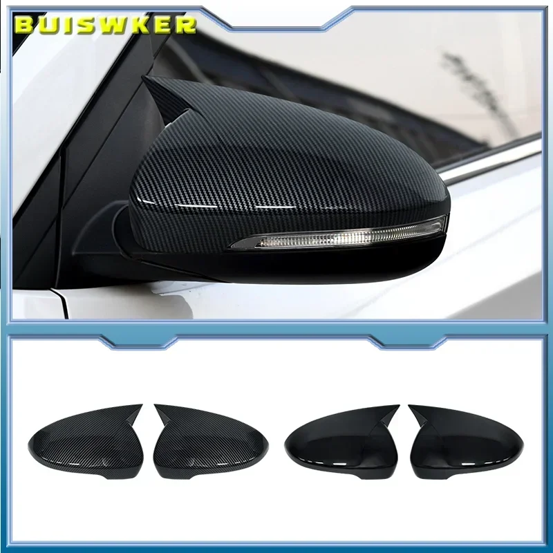 

Car Ox Horn Rearview Side Glass Mirror Cover Trim Frame Side Mirror Caps for Hyundai Tucson 2015-2020