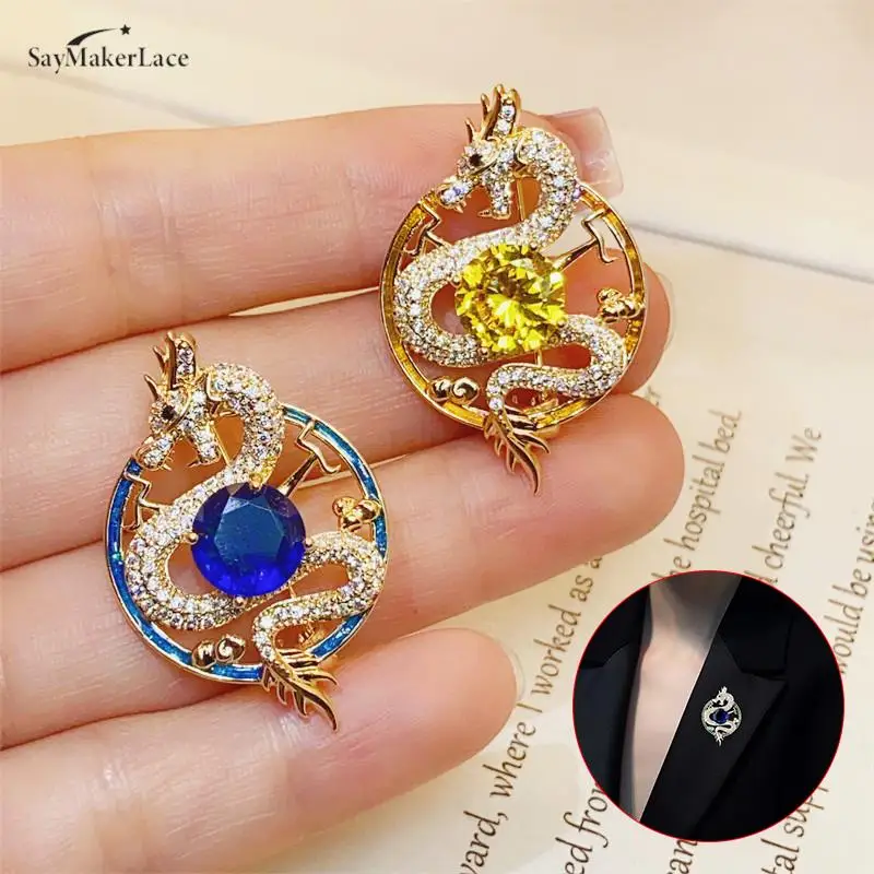 

1pcs Vintage Personalized Dragon Brooch Pins Enamel Pin Luxury Jewelry Accessories For Clothing New Year Gift