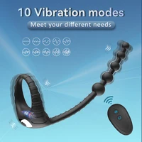 Penisring-Vibrator mit Analperlen, Buttplug, 10, Vibration, ferngesteuerter Analplug, Prostata-Massagegerät, Paare, Sexspielzeug für Männer 3