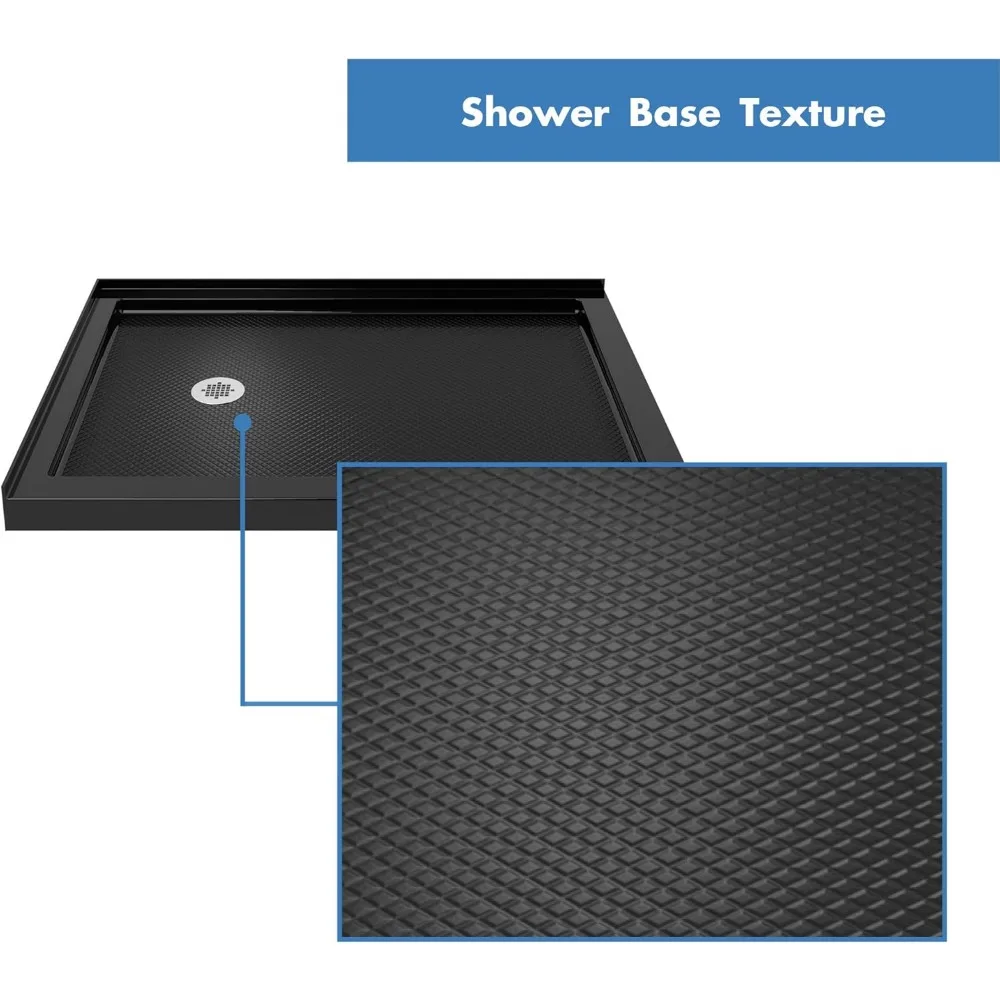 Corner Drain Double Threshold Shower Base in Black, DLT-1032320-88, 32 in. D X 32 in. W X 2 3/4 H Shower Base