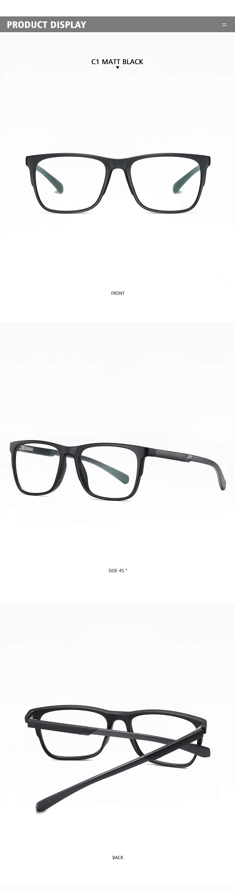 Progressive Reading Glasses – Men's Rectangle Eyeglass Frames with Transparent Eyepieces