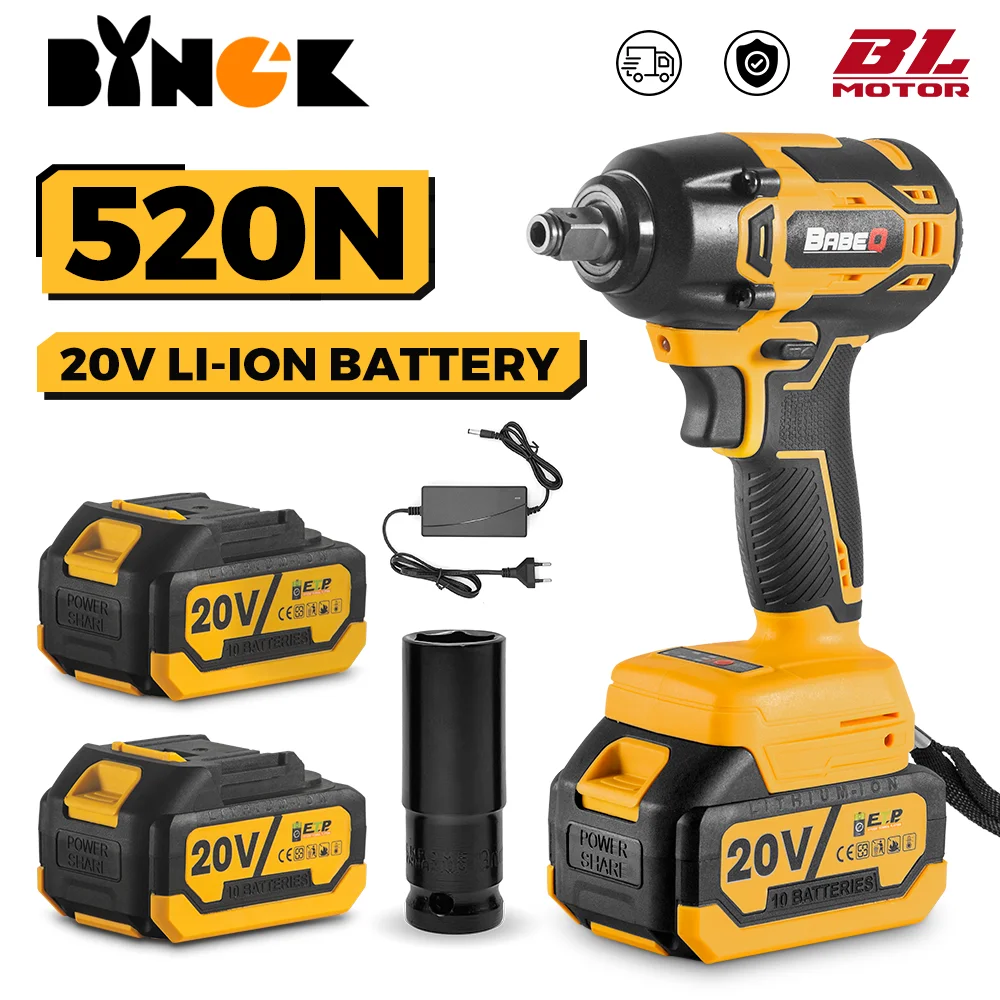 20VCordlessBrushlessElectricImpactWrench520NmWrench