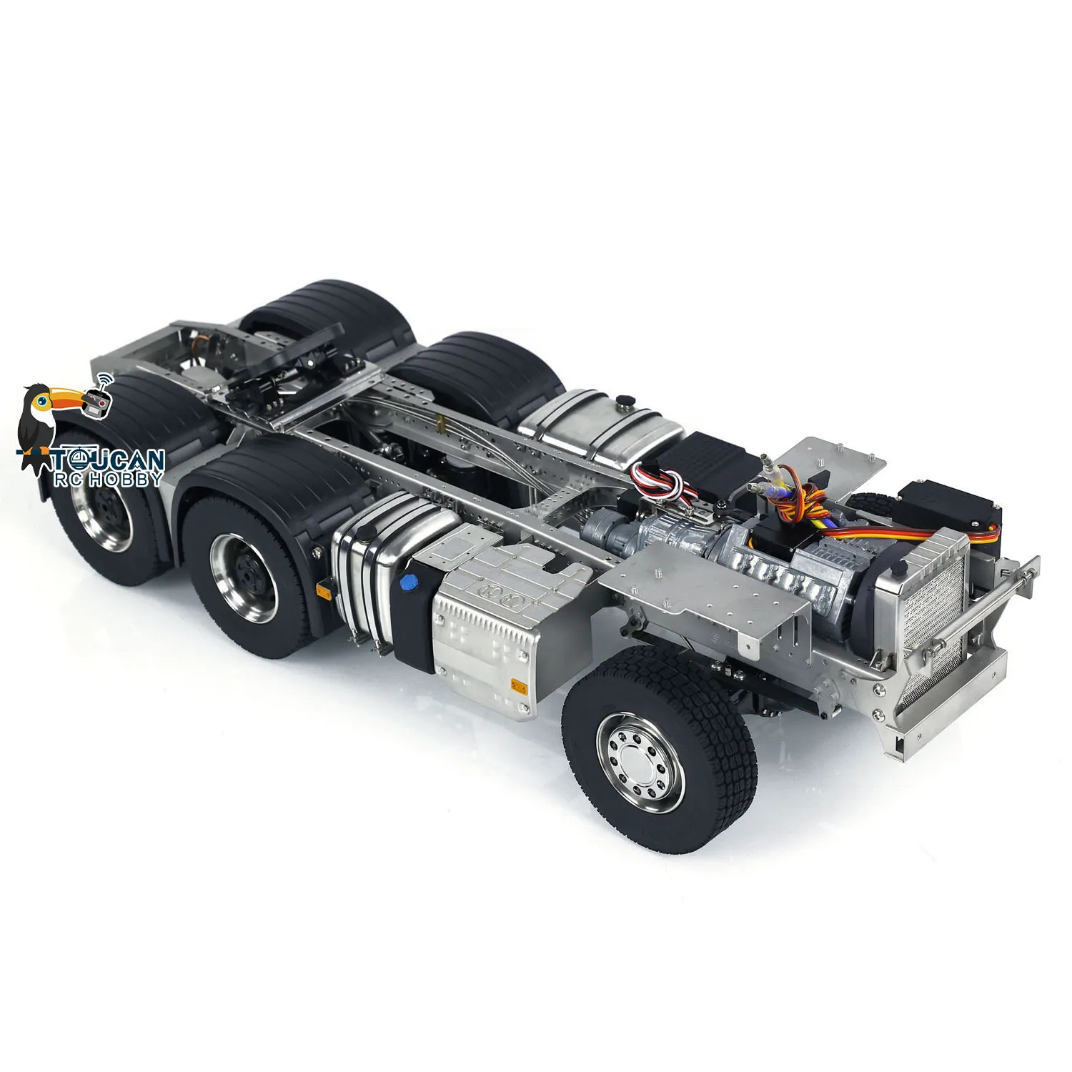 1/14 Metal Finished Chassis 6x6 3-speed Gearbox for Toys FH16 RC Tractor Truck Car Finished Vehicle Model Parts Boy Gift TH23563 2