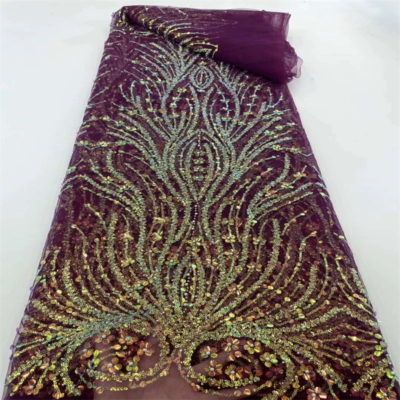 

Familiar Luxury Handmade Beads Groom Lace Fabric French Wedding Dress Latest Nigeria African Embroidery Laces Fabric WS41506