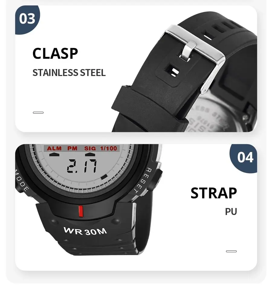 SYNOKE Männer Elektronische Uhr Sport Für Männer Wasserdicht Leucht Multi Funktion Outdoor Bergsteigen Großen Bildschirm Elektronische Wat – Detail 11