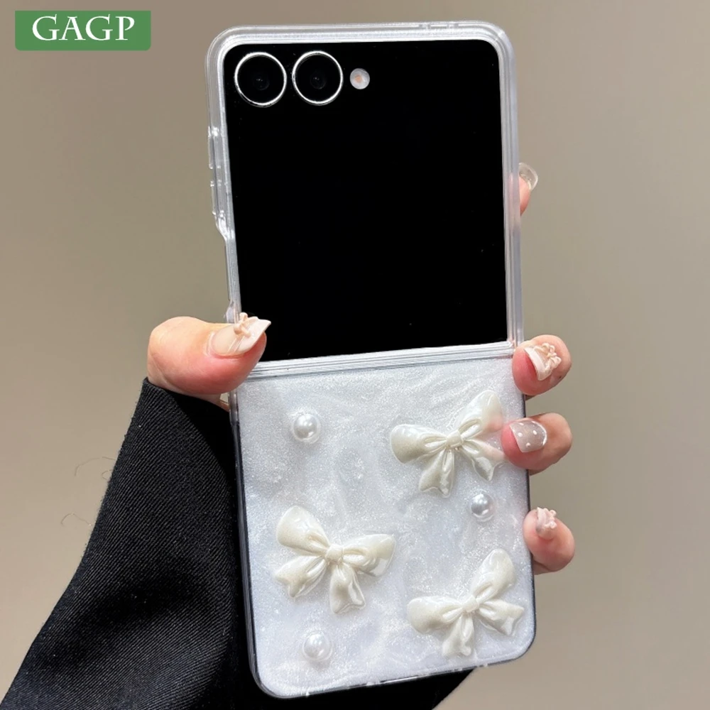 Gitter 3D Pearl Bow Cute Shockproof Bumper Phone Case - Soft Non-Slip Cover