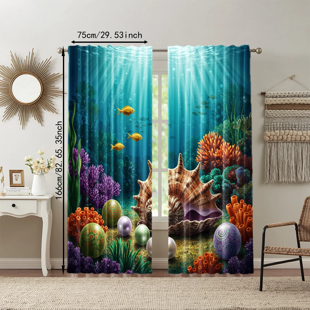 2pc, Drapes Pearl Shell Coral Protecting Privacy Birthday Party for Multipurpose Various Event Decoration 3