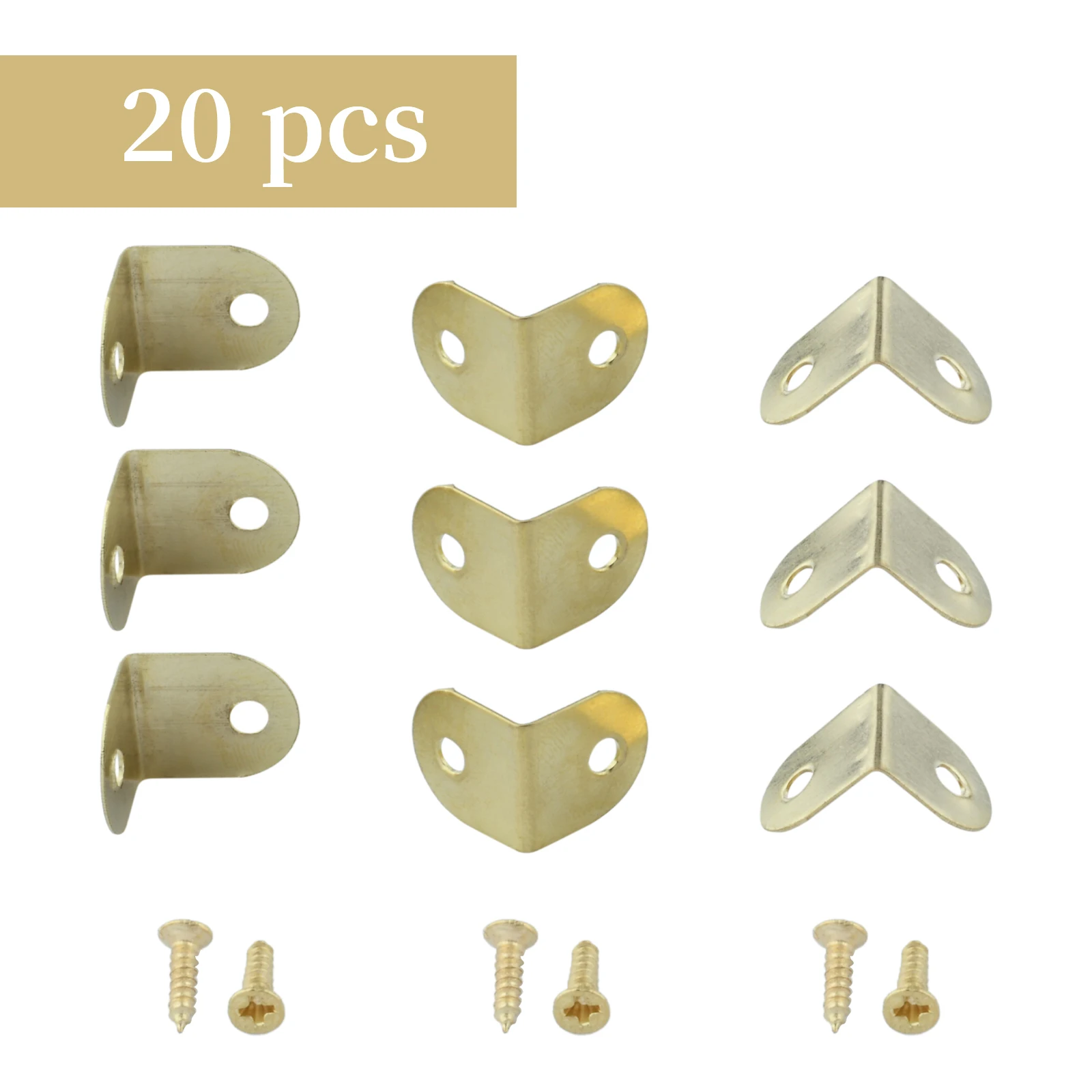 20pcs/set Decor Corner Protectors w/screw 12*12mm 0.47" Golden Iron Rimmed Braces Book Scrapbooking Photo Album Menu Jewelry Box