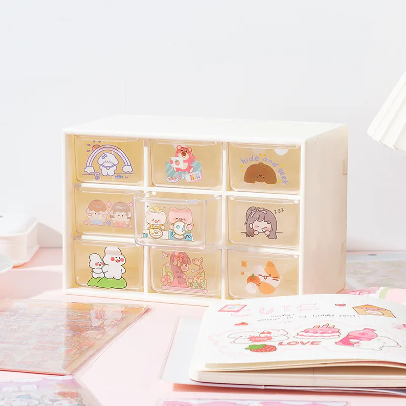 6sheets/lot Cartoon Girls Sticker Pack Cute Kawaii Stickers Set DIY Material Waterproof PVC Decorative Decals Phone Diary Kids