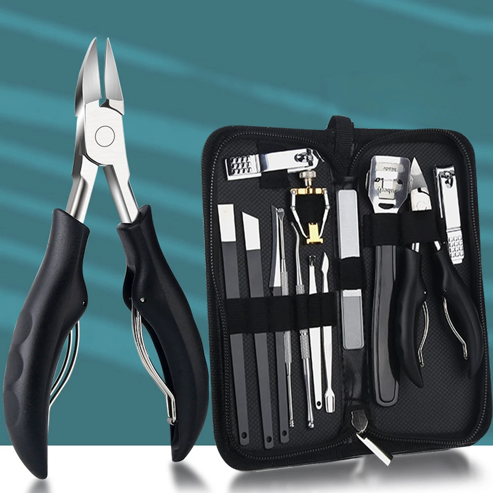 17pcs Stainless Steel Manicure Set Professional Nail Clipper Kit Of Pedicure Tools Ingrown