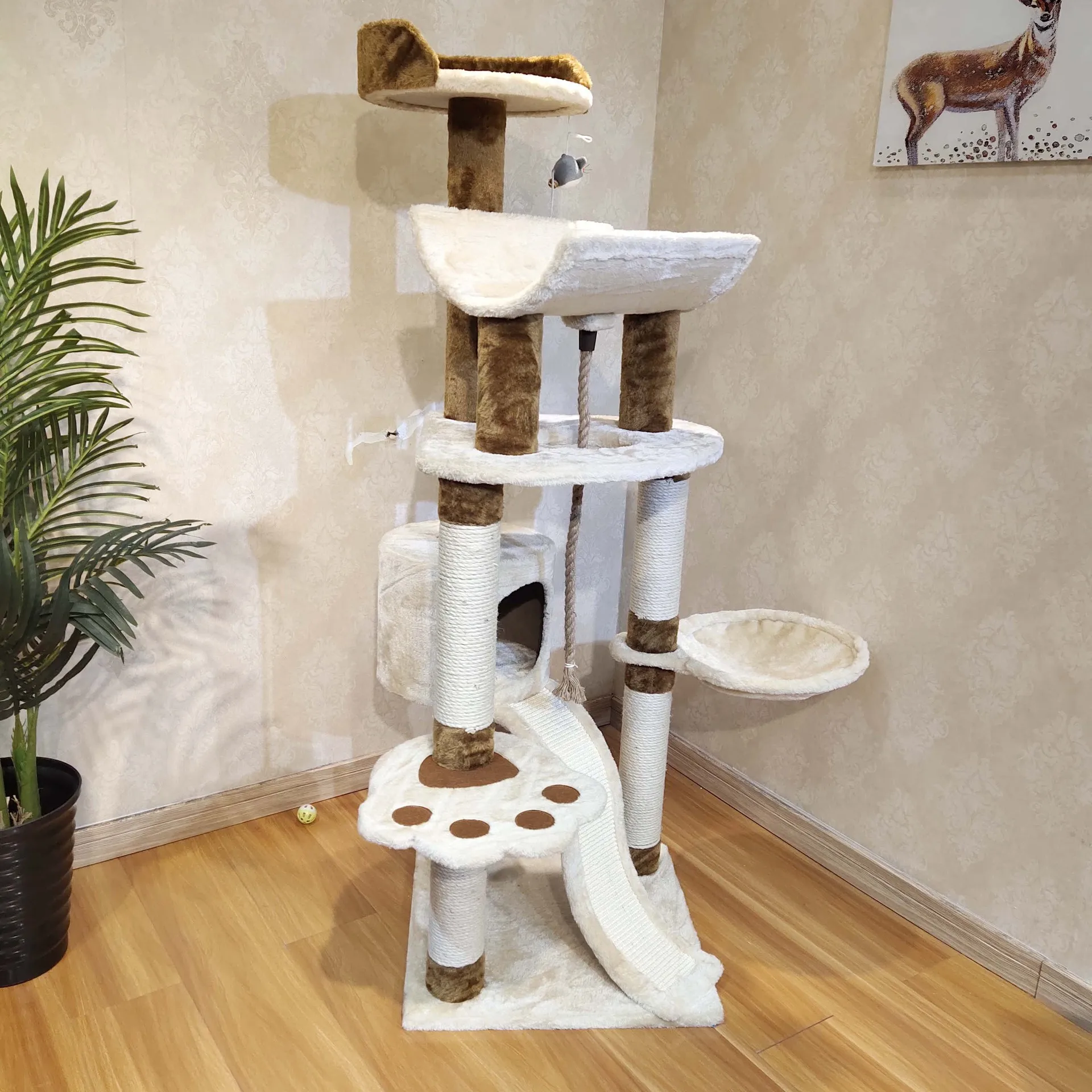 Title 12, 145cm 13KG Climbing Cat Tree for Large Space an...
