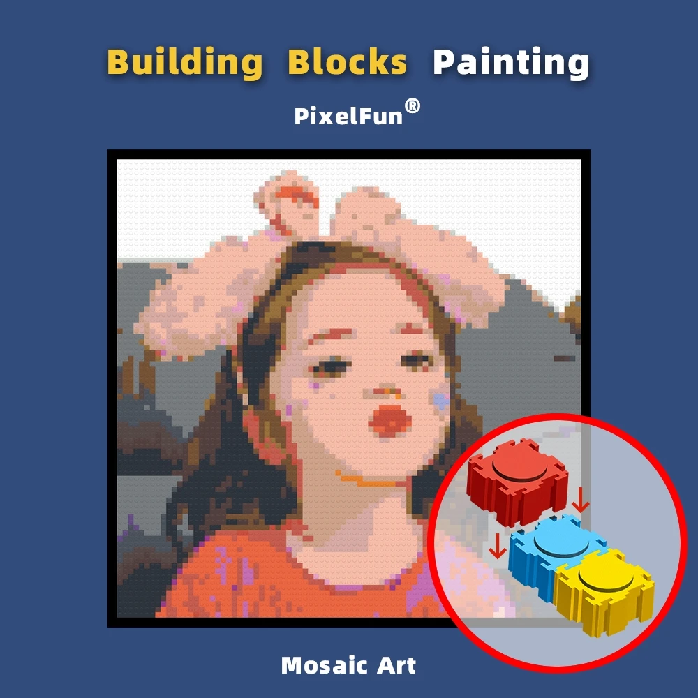 

Diy World Brand Building Blocks Painting Mosaic Pixel Dots Art Little Cute Girls Picture Photo Custom Birthday Gift For Adult