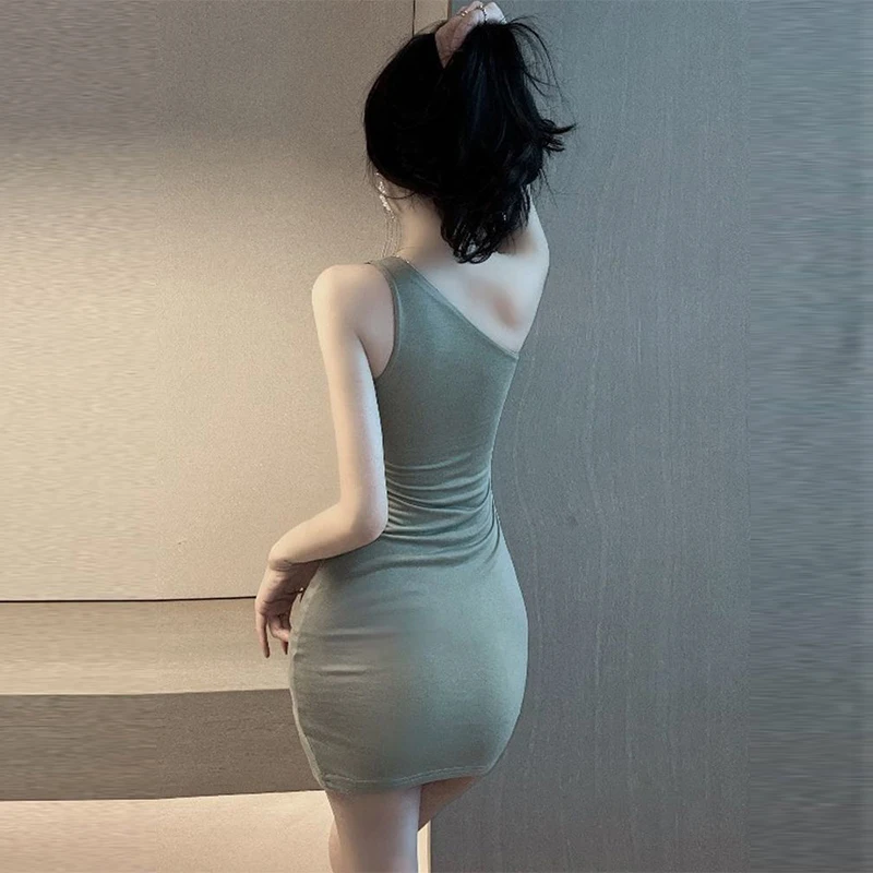 الصيف المرأة مثير واحد الكتف مساء اللباس بلون عارض...