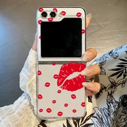 Solid Color Lip Print Shockproof Transparent Phone Case - Samsung Z Flip7 (-1)