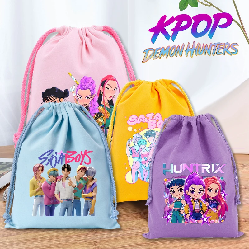 Move K-Pop شيطان الصيادين قماش الرباط جيب لطيف الكرتون مهرجان هدية أكياس التعبئة والتغليف موضة طباعة مجوهرات تخزين الجيب