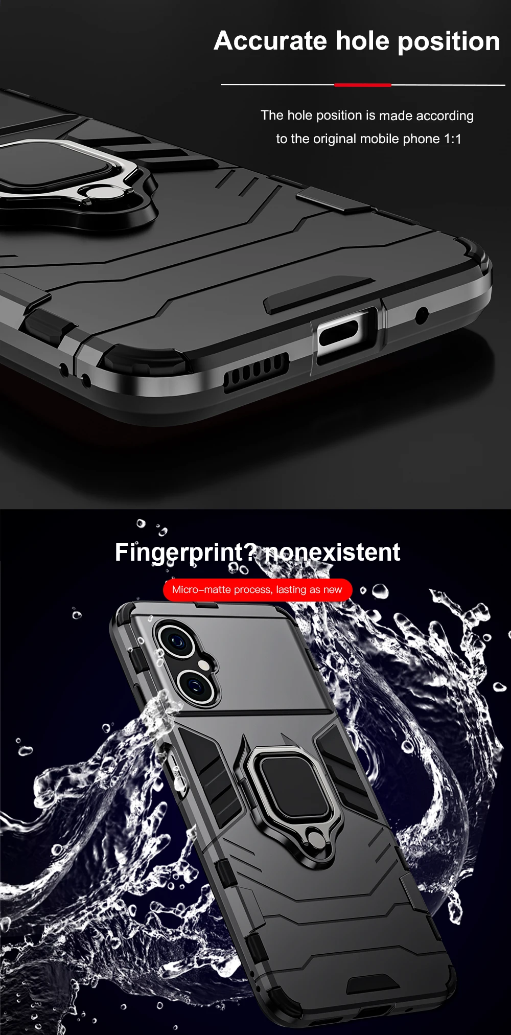 Custodia antiurto KEYSION per Xiaomi POCO M4 5G in silicone + PC con supporto ad anello in metallo per telefono cellulare per POCO M4 Pro 4G 5G_voghion.com