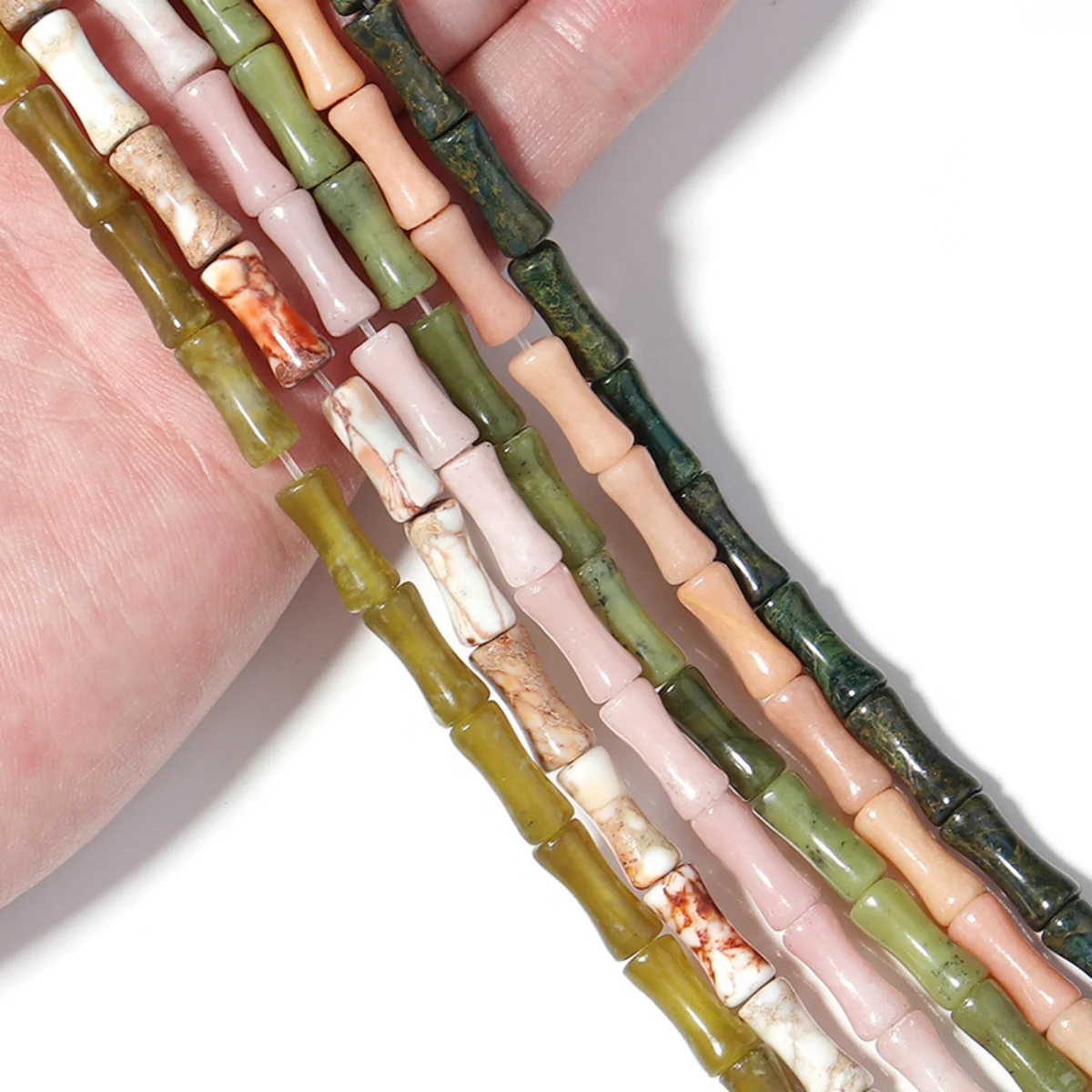 

Natural Carnation Section Tube Beads Jade Olive Jade Diy Tube Loose Beads For Jewelry Making Diy Bracelet Accessories Wholesale