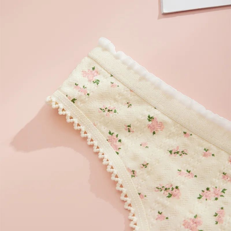 3 Pcs Fashion Cute Print Panties For Women Thongs Cotton Elastane Spring Summer Soft Lingerie Bow