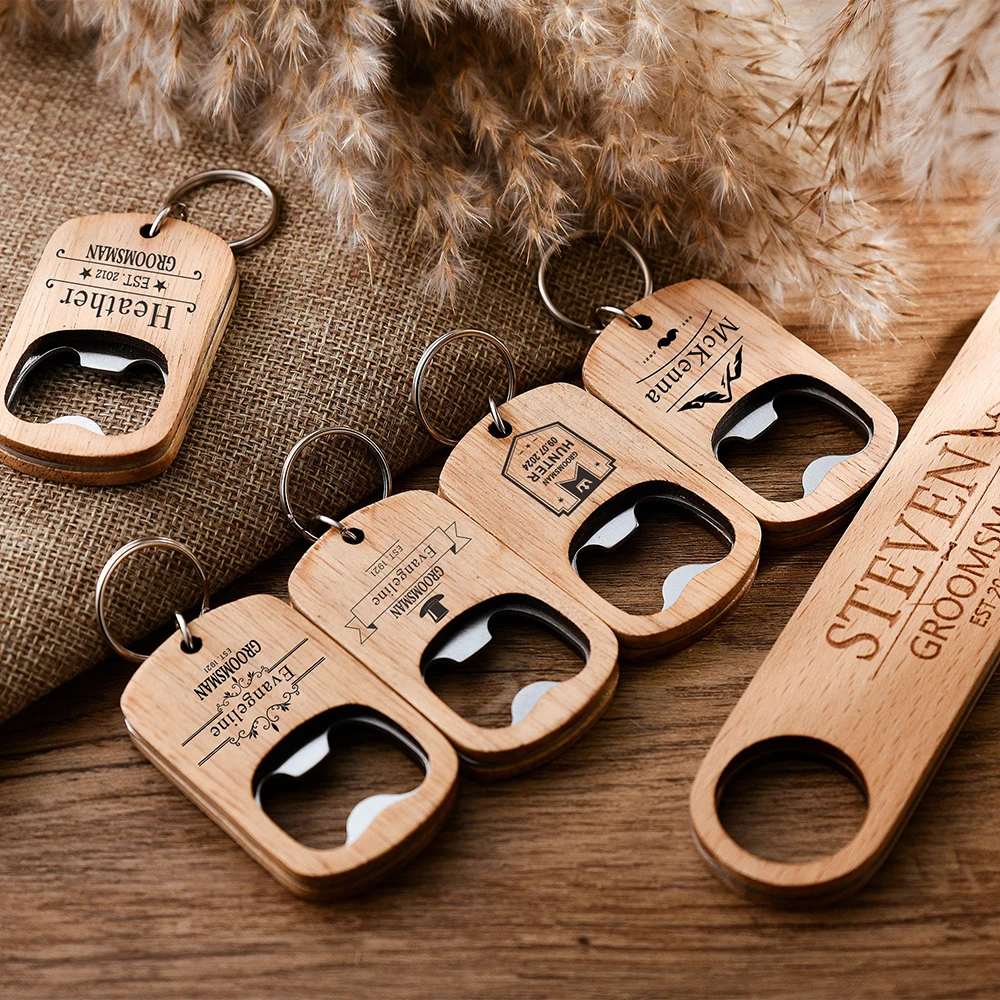 10/20/50PcsPersonalized Wedding Engraved Wooden Bottle Opener Custom Birthday Party Decoration Guest Souvenir Groomsman Gift