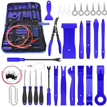 43 pezzi Set di strumenti manuali Strumento di smontaggio a leva Clip per porta interna Pannello di rivestimento Kit di strumenti per rimozione cruscotto Strumento di riparazione per apertura auto automatica 1