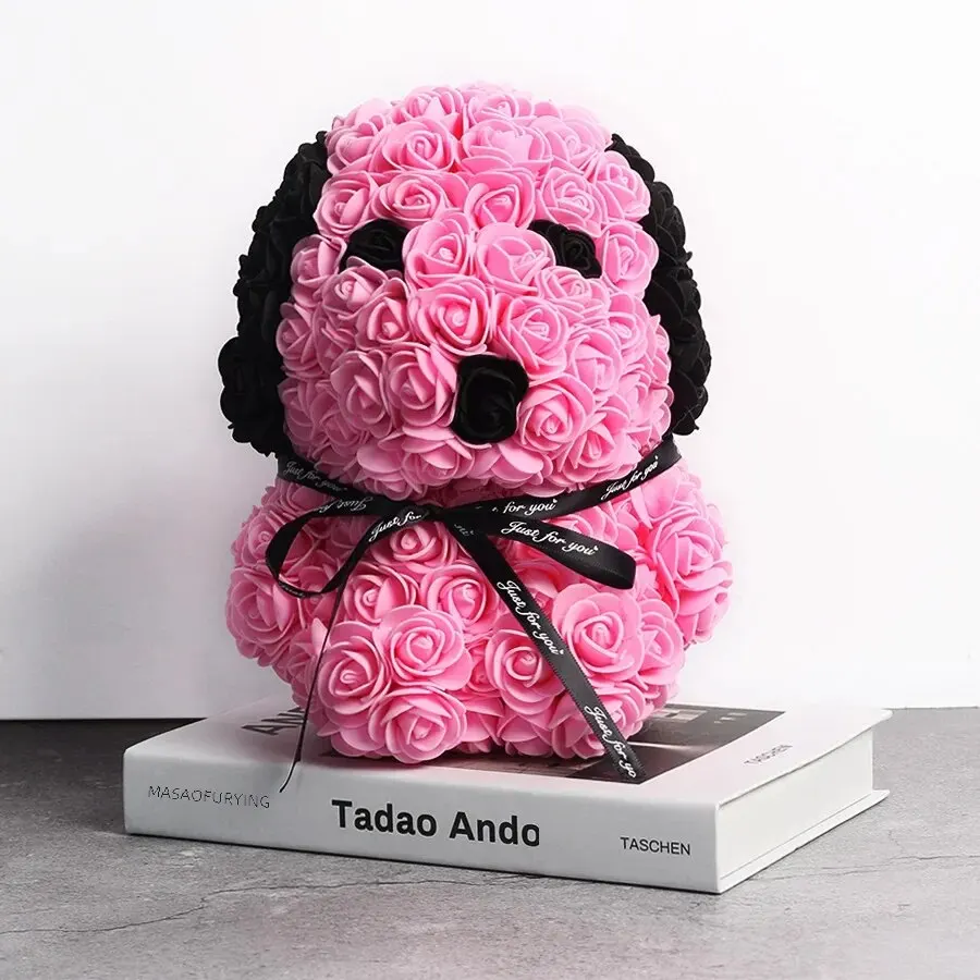 Pink +25cm rose dog (transparent opp bag)