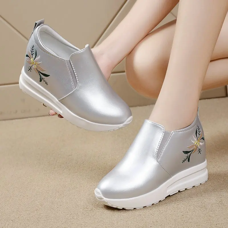 White Hidden Wedge Heels sneakers 