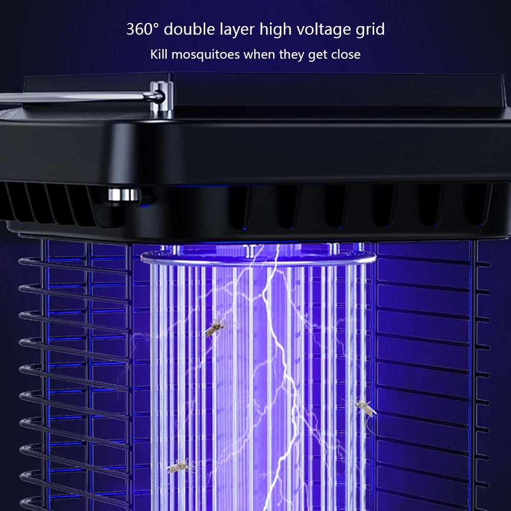 Mosquito Killer Lamp Solar Mosquito Zapper Lamp IP65 Waterproof Portable Mosquito Killer Insect Fly Trap Blue Purple Light for Indoor Outdoor Camping