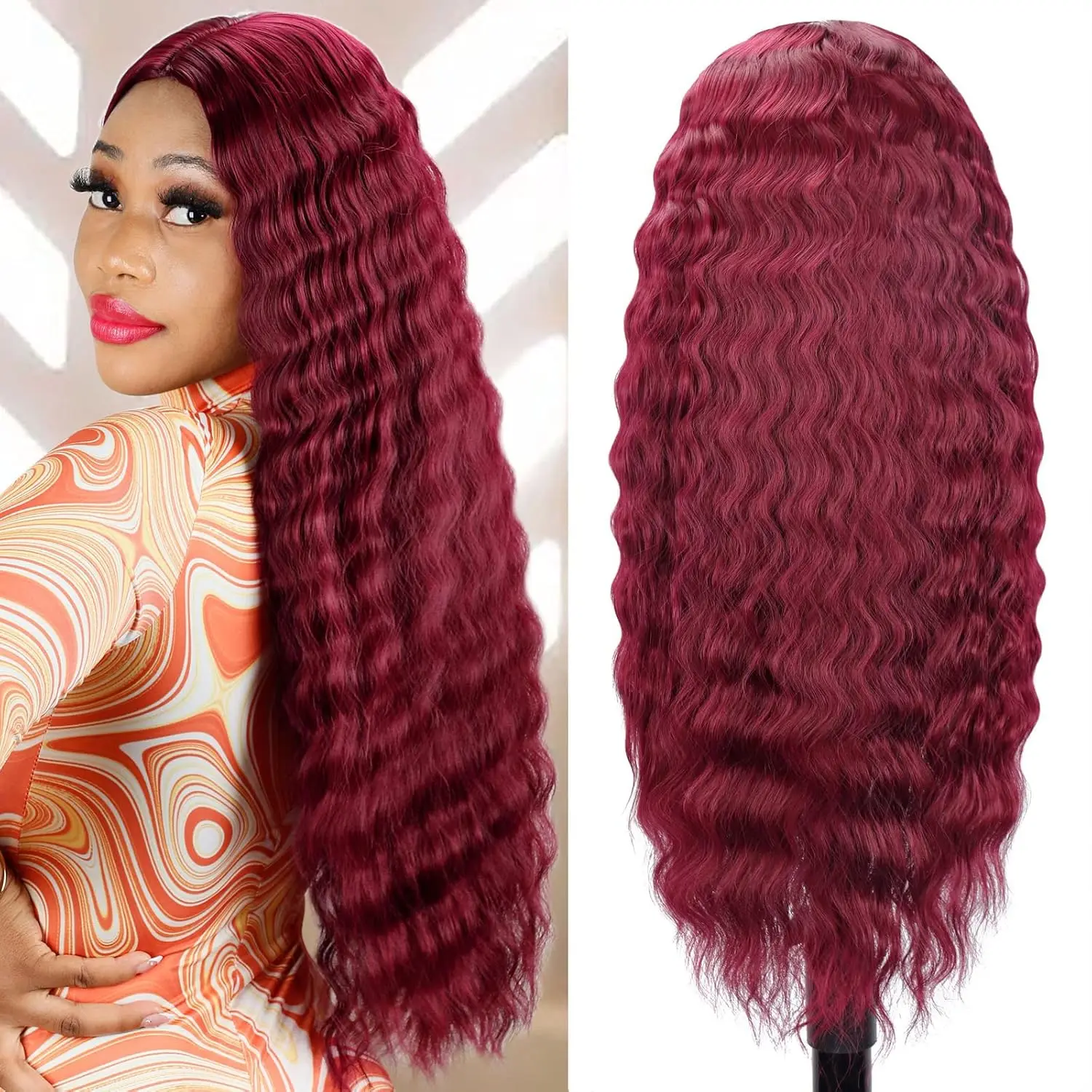 28Inch 99J Burgundy Deep Wave 13x4 HD Lace Frontal Human Hair Wigs Pre Plucked Brazilian Virgin Hair for Black Women