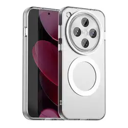 Candy Colors Translucent Shockproof Phone Case with Magnetic Wireless Charging, TPU Frame & Hard Plastic Back Cover for OPPO Find X8 Pro (White)