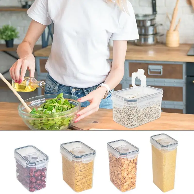 

Food Storage Container Air Tight Storage Large Capacity Space-saving 5 Pieces Cereal Containers With Easy Lock Lid Kitchen