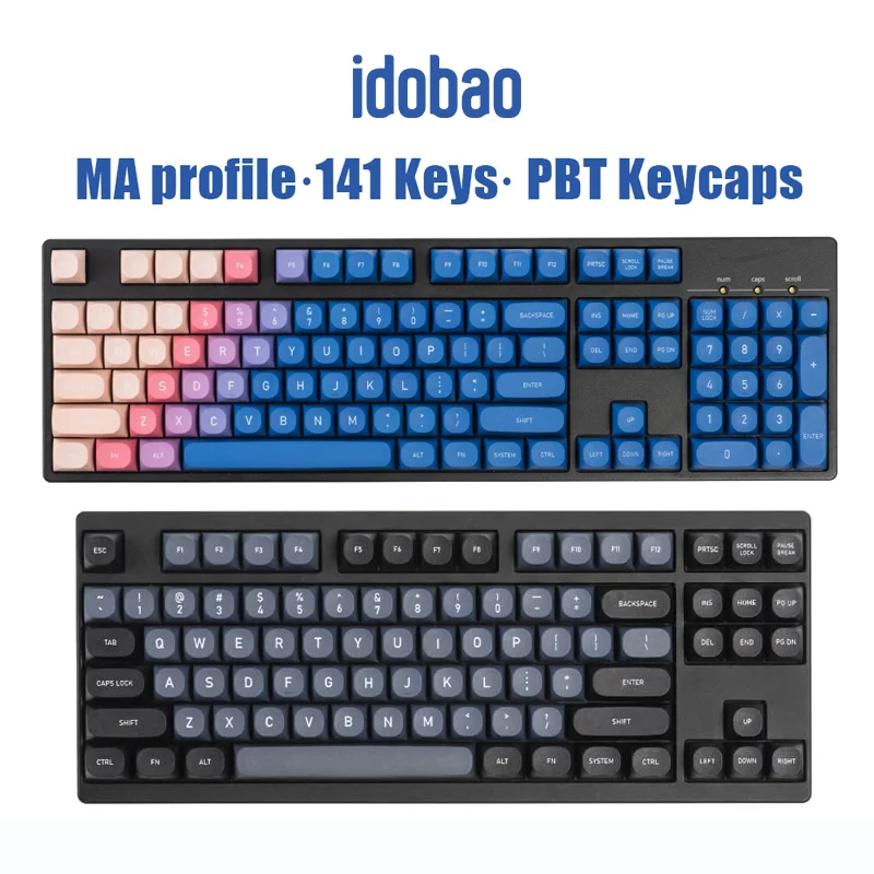 Keycaps de Teclado Mecânico Gradiente Keycaps Pbt 141 Teclas Rainbow Keycaps ma Perfil Gravação a Laser Tingido Keycaps