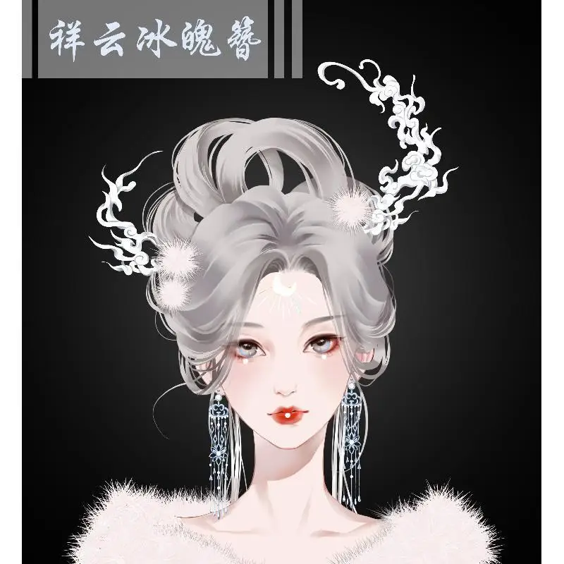 유니버설 3D 프린팅 요정 정령 아이스 소울 클라우드 패턴 헤어핀 반투명 UV 스팟
