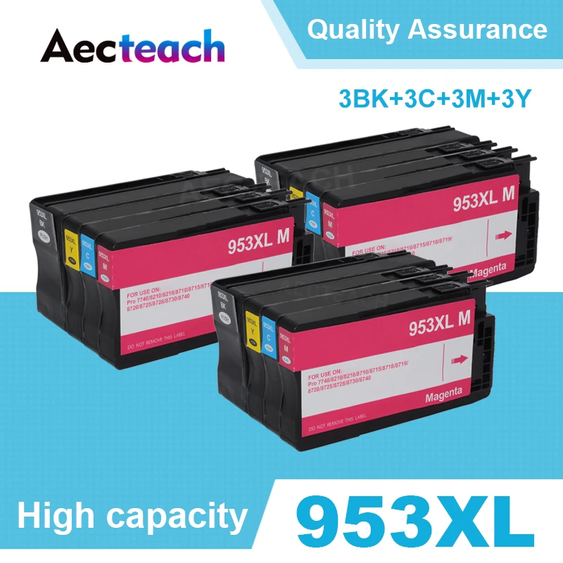 Aecteach cartuccia d'inchiostro compatibile 953 XL per HP953 Officejet Pro 7740 8210 8218 8710 8715 8718 8719 8720 8725 8728 8730