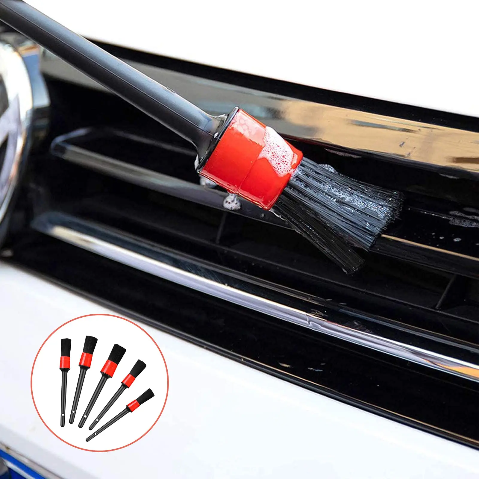 5pcs Detailing Brush Set Car Brushes Car Detailing Brush For Rim Cleaning Dashboard Air Outlet Wheel