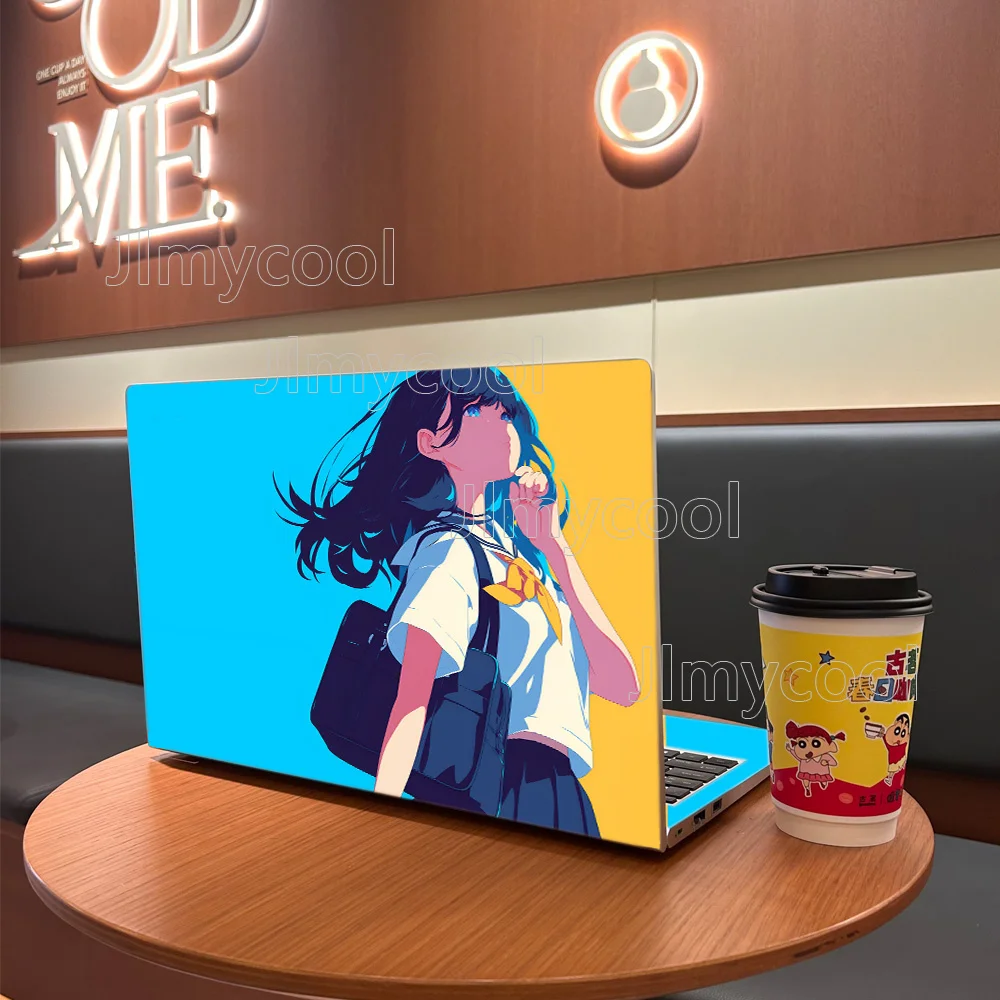 2 조각 Janpanese Anime Young Girl 비닐 노트북 스티커 HP Lenovo Apple ASUS 용 자체 접착 케이스 데칼 설치가 용이함