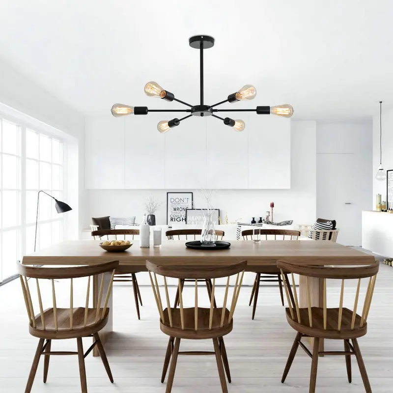 

Modern Iron Metal LED Ceiling Lights For Bedroom Living Room Kitchen Home Decoration E27 Black Chandelier