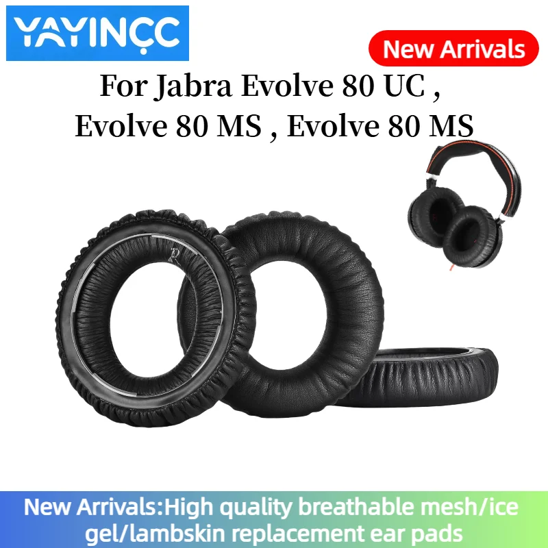 YAYINCC Weiche Schaumstoff-Ohrpolster aus Proteinleder, kompatibel mit Jabra Evolve 80 UC, Evolve 80 MS, Evolve 80 MS Headset-Reparaturteilen