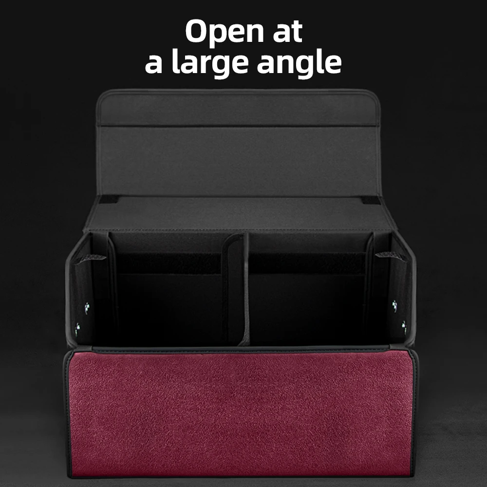 Car Suede Trunk Organizer Large Capacity Leather Foldable Storage Box Portable Multifunctional Tool Organizer Car Accessories 4