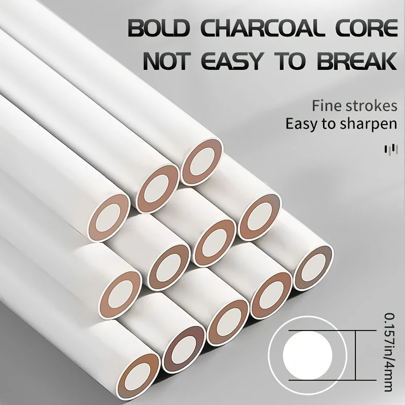 Marie's 3/6/12pcs White Charcoal Pencils Set,Sketch Highlight Pencils for Drawing,Sketching,Shading,Blending for Adults,Students 3