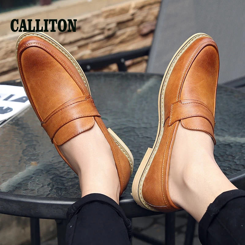 

CALLITON Mens Leather Shoes, Formal Clothes, Gentlemen, Business, Casual Shoes, Fashion, Summer 2024 New Trend