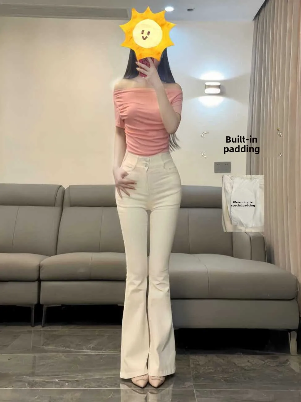 High Waist Bell Bot Jeans Women's Denim Pants with 08cm Hip Lifting Waist Cinching High Waist H-ape Jeans for All Seasons