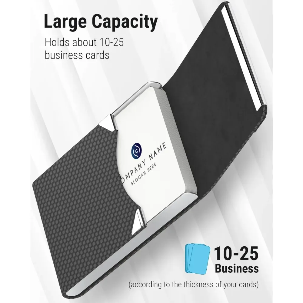 Elegant PU Leather & Stainless Steel Business Card Case with RFID Protection & Magnetic Closure