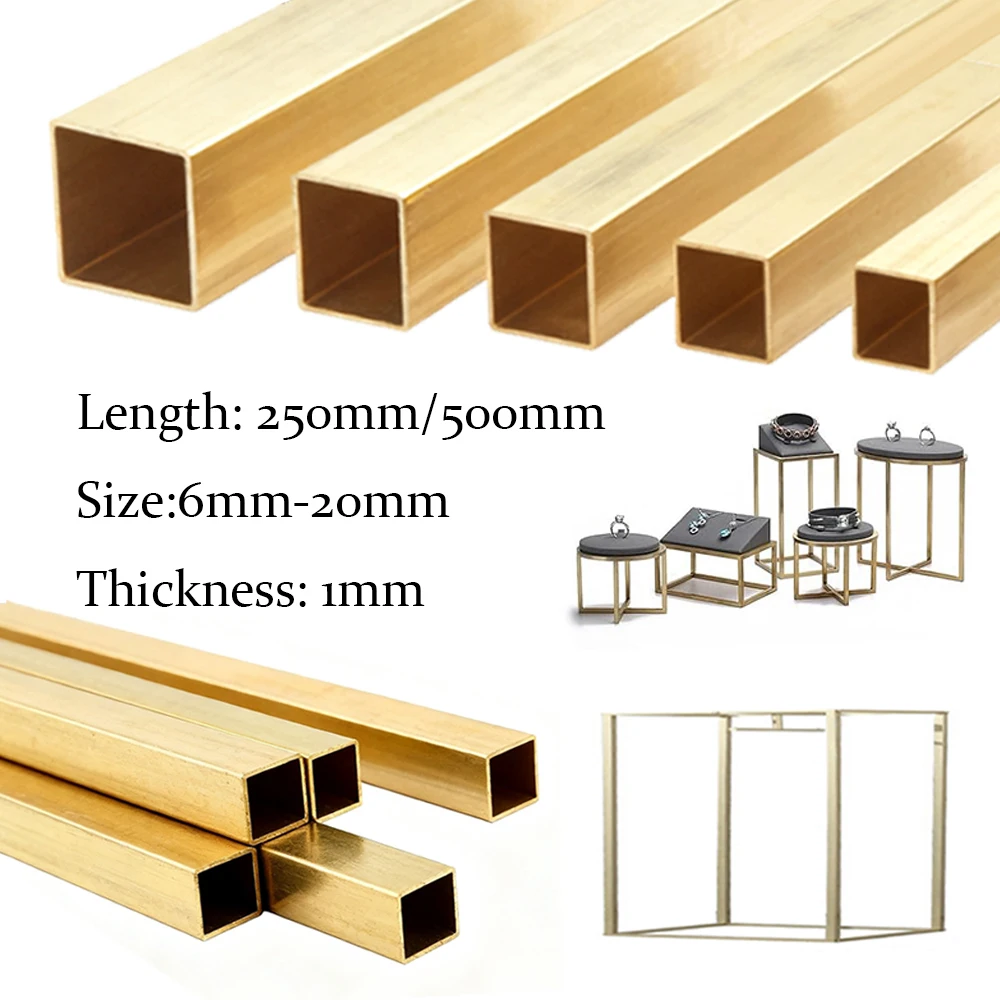 Brass Square Tube Hollow for DIY Craft and Model Making – 1 Piece