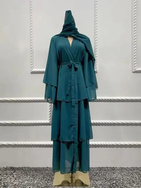 Robe longue en mousseline de soie pour femmes musulmanes, Abaya ouverte, Dubaï, Turquie, Islam, Arabe, Robe musulmane, Caftan marocain