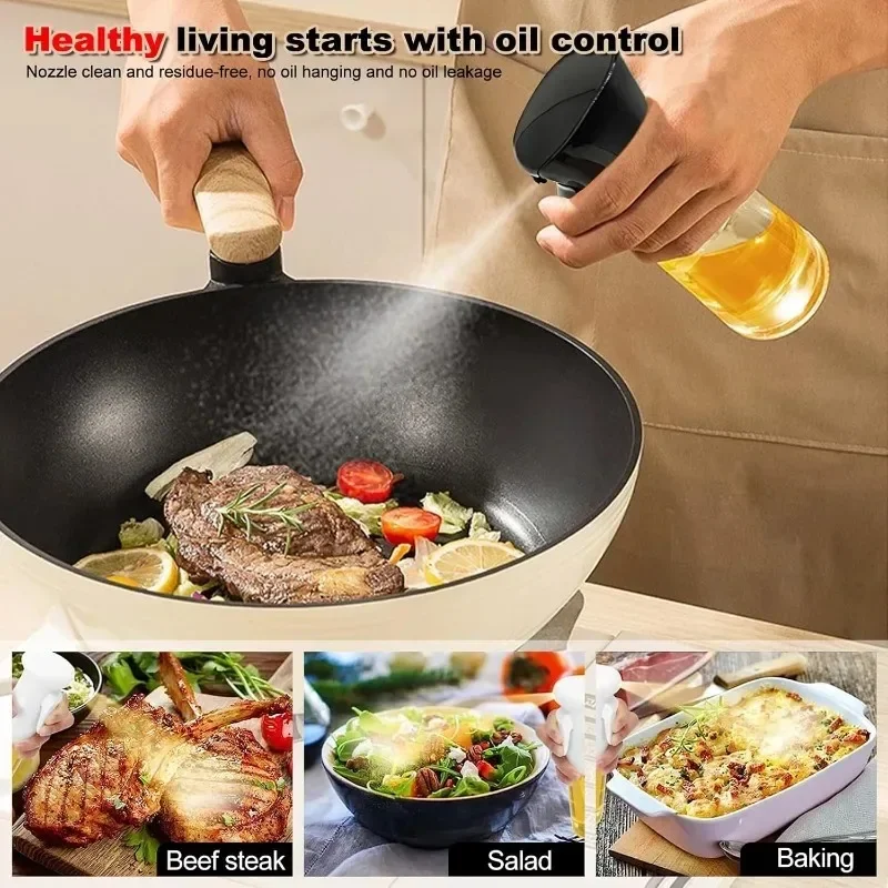 Pneumatic Oil Spray Bottle for Kitchen Precision Cooking Oil Sprayer for BBQ Olive Oil Baking & Frying BPA-Free Plastic