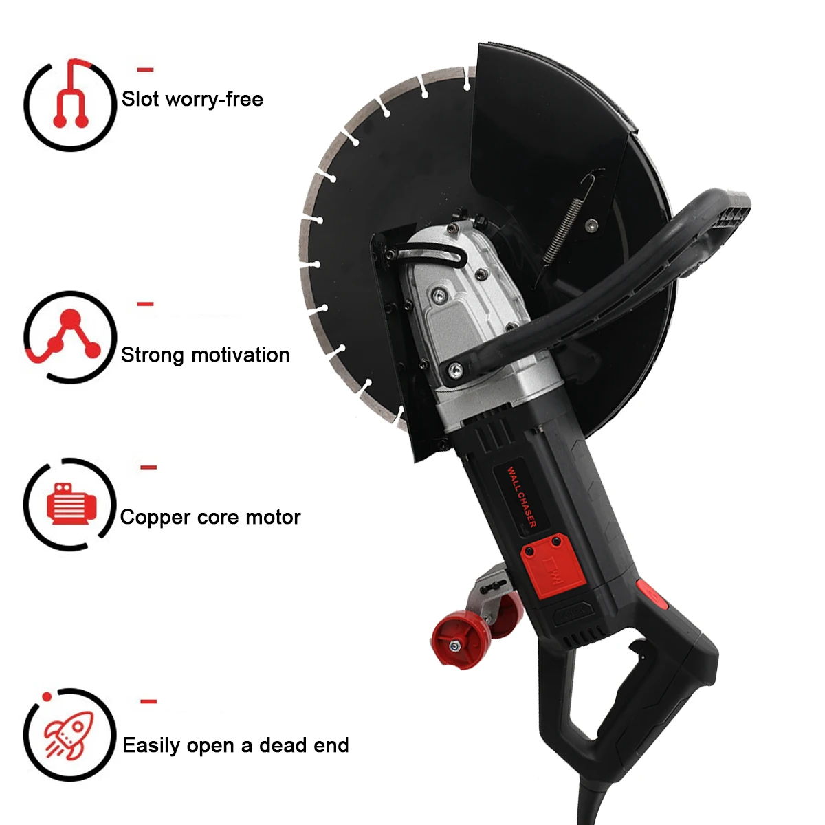 3200W High-power Saw Blade Slotting Cutter Machine-Carbon Steel Cover 220 Slip-Proof Handles Wall Cutting Machine for Electricia
