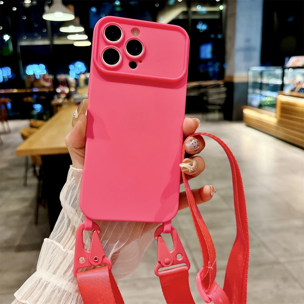 Shockproof TPU Crossbody Lanyard Silicone Phone Case with Cord Necklace Strap