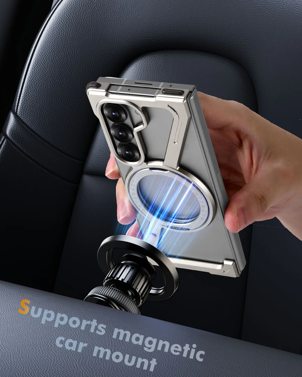 Premium Magnetic Metal Phone Case with Stand – Shockproof Frameless Cover