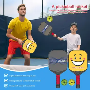 Pickle Ball Paddle 2pcs Portable Pickelball Set High Elastic Design Lightweight Fiberglass Surface Sports Ball Rackets With Anti 3