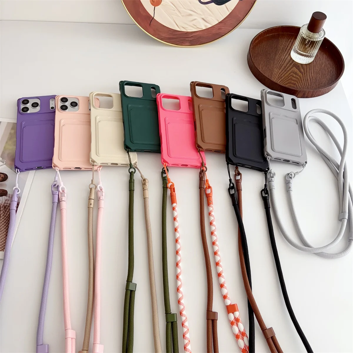Soft Silicone Crossbody Phone Case with Strap and Card Holder